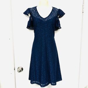 RW&Co navy lace dress Size 10 flutter sleeve Wedding Guest Graduation Formal